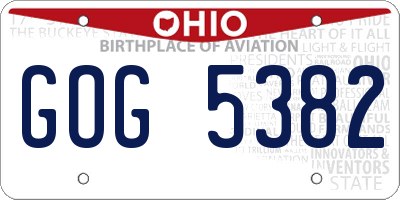 OH license plate GOG5382