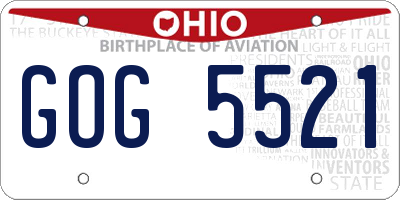 OH license plate GOG5521