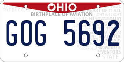 OH license plate GOG5692