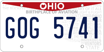 OH license plate GOG5741