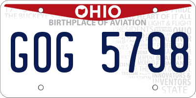 OH license plate GOG5798