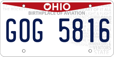 OH license plate GOG5816