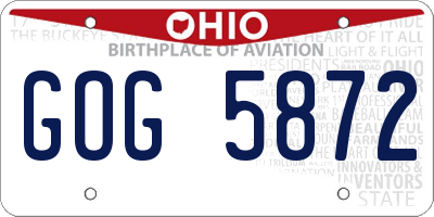 OH license plate GOG5872
