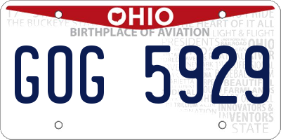 OH license plate GOG5929