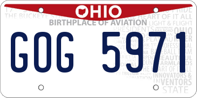 OH license plate GOG5971