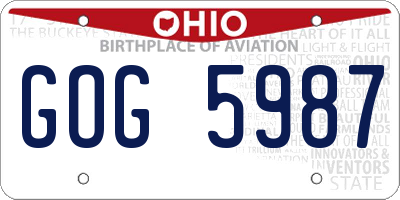 OH license plate GOG5987