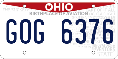 OH license plate GOG6376