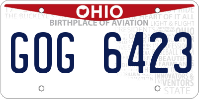 OH license plate GOG6423