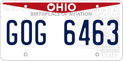 OH license plate GOG6463