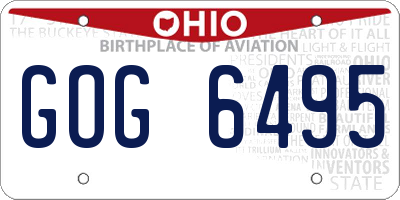 OH license plate GOG6495