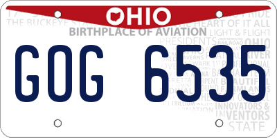 OH license plate GOG6535
