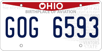 OH license plate GOG6593