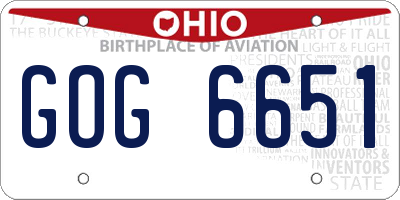 OH license plate GOG6651
