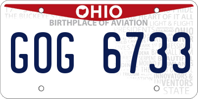 OH license plate GOG6733