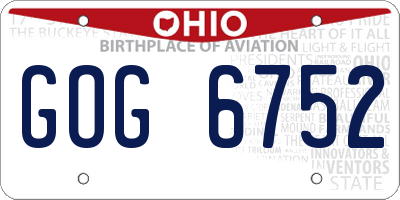 OH license plate GOG6752