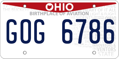 OH license plate GOG6786