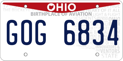 OH license plate GOG6834