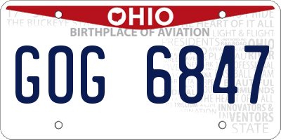 OH license plate GOG6847