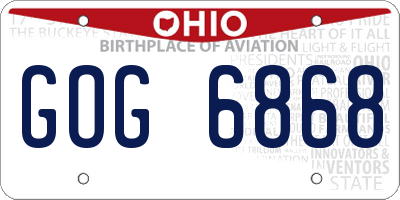 OH license plate GOG6868