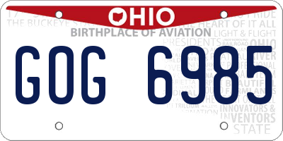 OH license plate GOG6985
