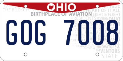 OH license plate GOG7008