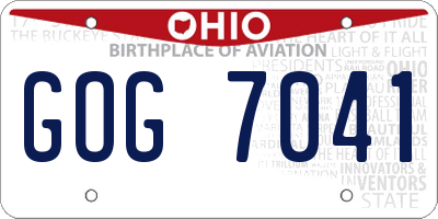 OH license plate GOG7041