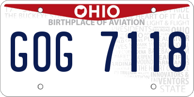 OH license plate GOG7118