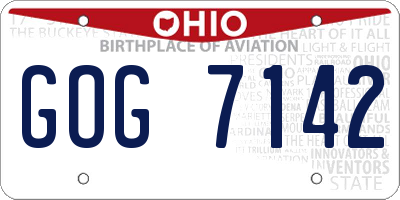 OH license plate GOG7142