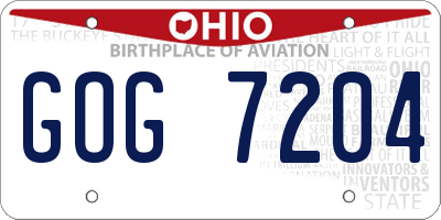 OH license plate GOG7204