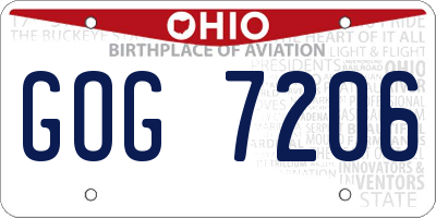 OH license plate GOG7206