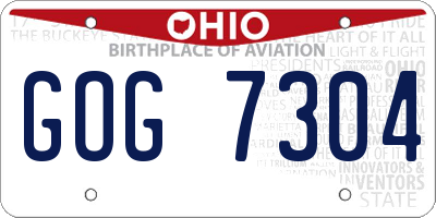 OH license plate GOG7304