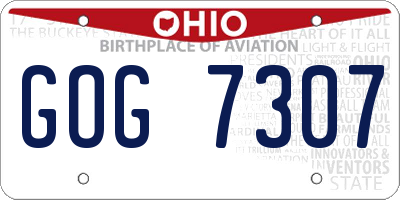 OH license plate GOG7307