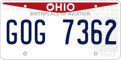 OH license plate GOG7362
