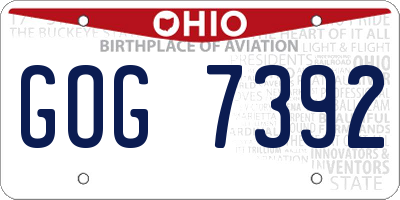 OH license plate GOG7392