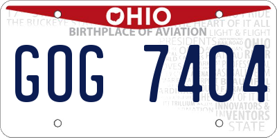 OH license plate GOG7404