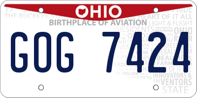 OH license plate GOG7424
