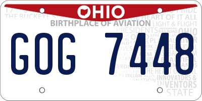 OH license plate GOG7448