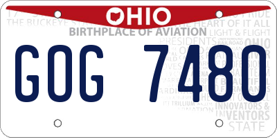 OH license plate GOG7480