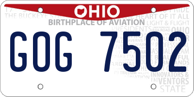 OH license plate GOG7502