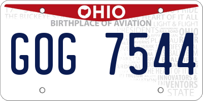 OH license plate GOG7544