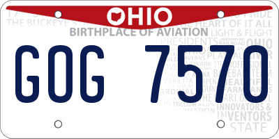 OH license plate GOG7570