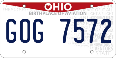 OH license plate GOG7572