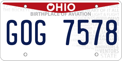 OH license plate GOG7578