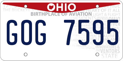 OH license plate GOG7595
