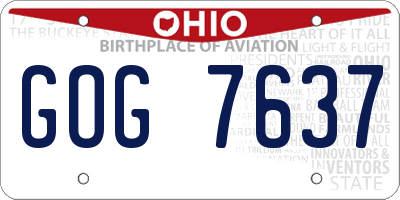OH license plate GOG7637