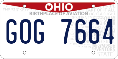 OH license plate GOG7664