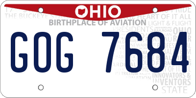 OH license plate GOG7684
