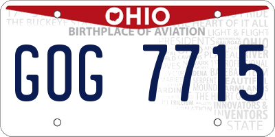 OH license plate GOG7715