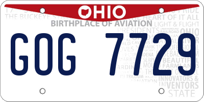 OH license plate GOG7729