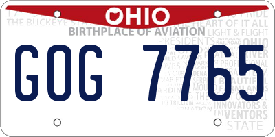 OH license plate GOG7765